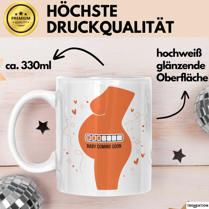 Werdende Mama Tasse Geschenk Lustige Geschenkidee Spruch Für Bald Mütter Weiß Trendation