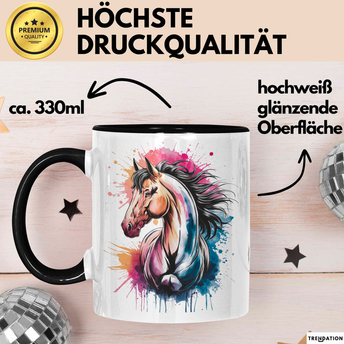 Pferde Tierliebhaber Tasse Geschenk Lustige Geschenkidee Spruch Schwarz Trendation