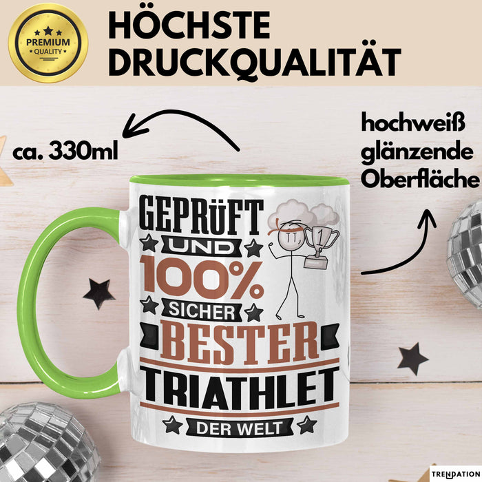 Triathlet Geschenk Lustiger Spruch für Triathlet Geschenkidee Bester Triathlet Der Welt Grün Trendation