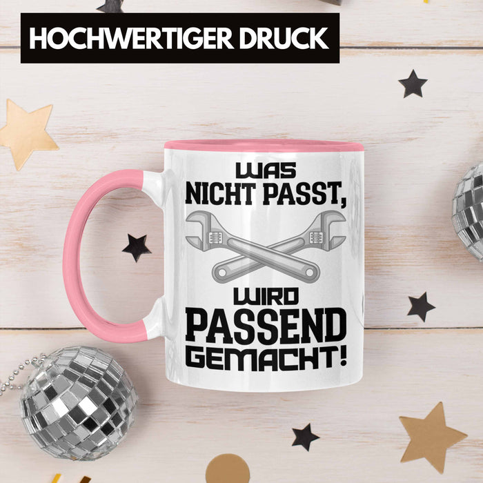 Trendation - Handwerker Tasse mit Spruch Geschenke für Handwerk Kaffeebecher KFZ Mechaniker Mechatroniker Rosa Trendation