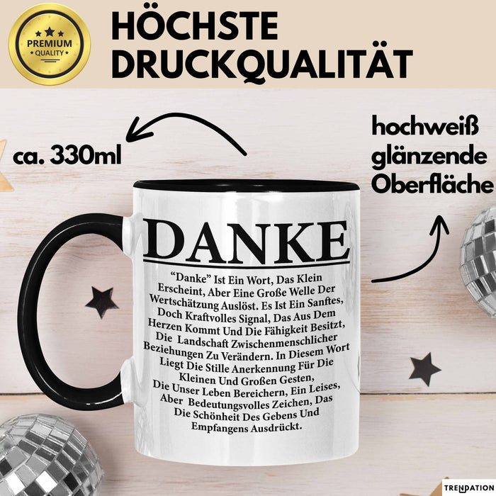 Danke Tasse Geschenk Lustige Geschenkidee Spruch Danke Trendation