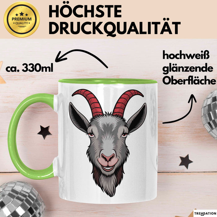 Ziegenliebhaber Tasse Geschenkidee Stalltier Enthusiast Geschenkidee Lustig Grün Trendation