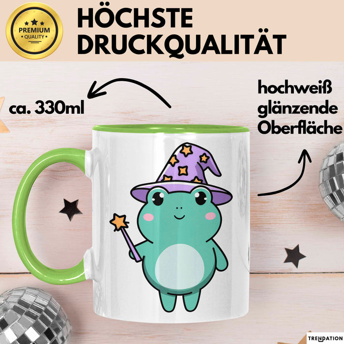 Frosch Tier Zauberer Tasse Geschenk Lustige Geschenkidee Spruch Grün Trendation