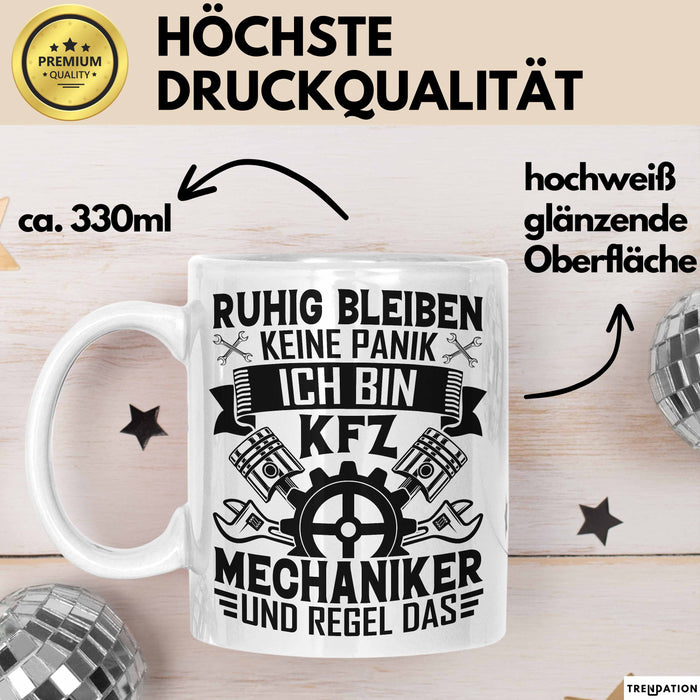 Kfz Mechaniker Tasse Geschenk Ruhig Bleiben Ich Bin Kfz Mechaniker Und Regel Das Geschenkidee Weiß Trendation