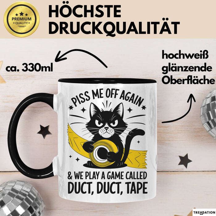 Katzen Tasse Geschenk Duct Duct Tape Geschenkidee Lustig Katze Sarkasmus Schwarz Trendation