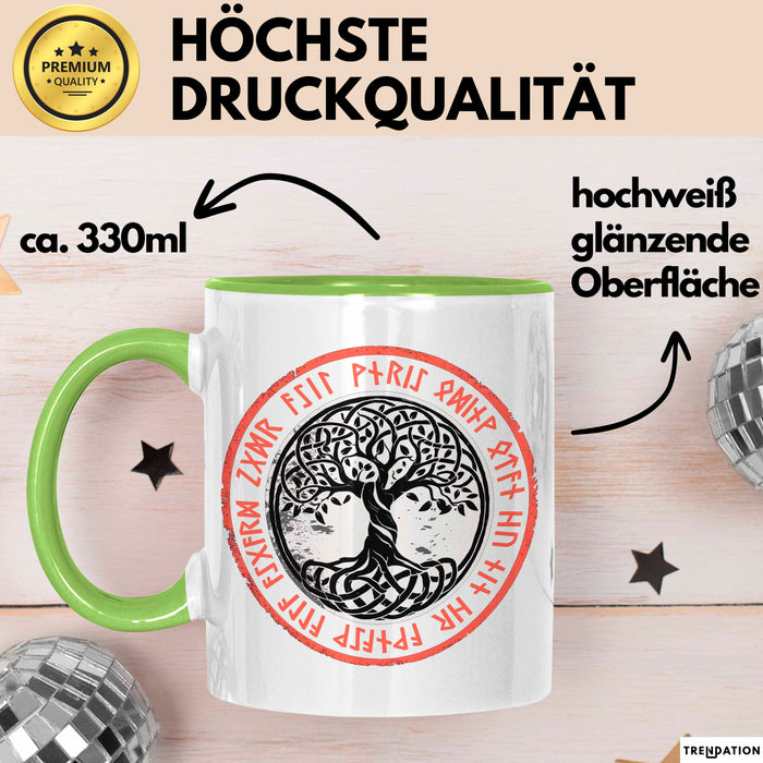 Keltischer Baum des Lebens Tasse Geschenk Geschenkidee Grün Trendation