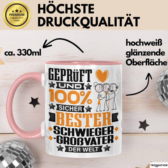 Schwiegergroßvater Geschenk Lustiger Spruch für Schwiegergroßvater Geschenkidee Bester Schwiegergroßvater Der Welt Rosa Trendation