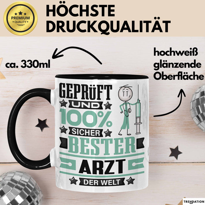 Arzt Geschenk Lustiger Spruch für Arzt Geschenkidee Bester Arzt Der Welt Schwarz Trendation