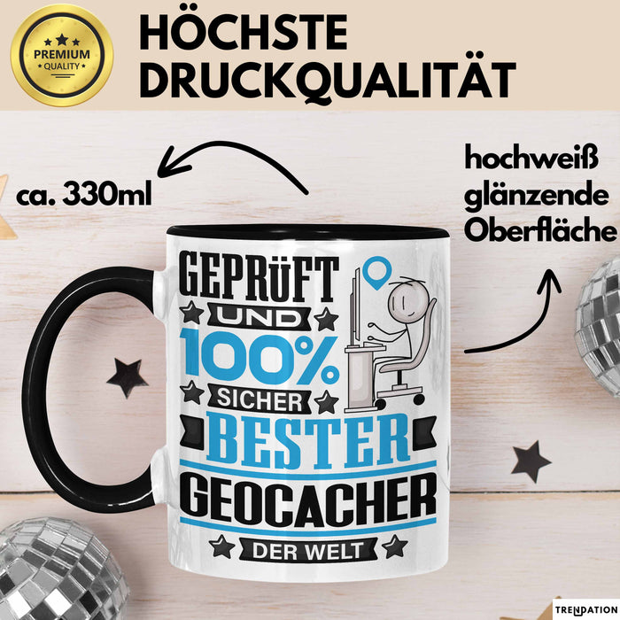 Geocacher Geschenk Lustiger Spruch für Geocacher Geschenkidee Bester Geocacher Der Welt Schwarz Trendation