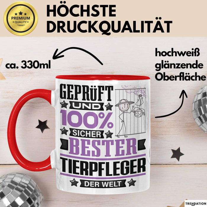 Tierpfleger Geschenk Lustiger Spruch für Tierpfleger Geschenkidee Bester Tierpfleger Der Welt Rot Trendation