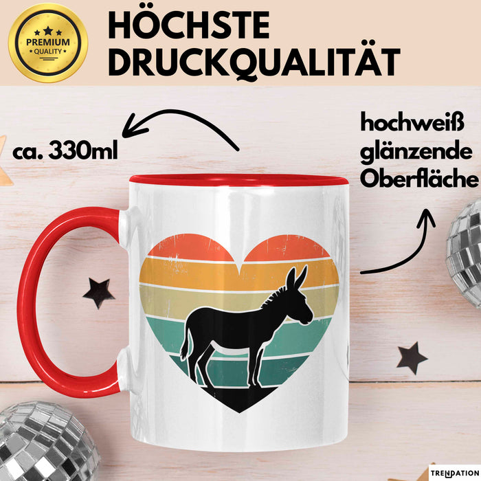 Eselbauer Esel Tier Retro Tasse Geschenk Lustige Geschenkidee Spruch Rot Trendation