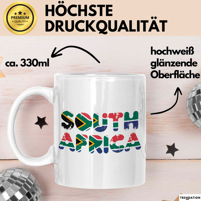 Südafrika Flagge Südafrikanisch Tasse Geschenk Lustige Geschenkidee Spruch Weiß Trendation