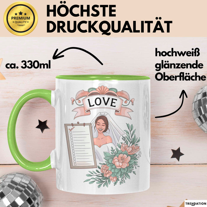 Hochzeits Planer Tasse Geschenk Lustige Geschenkidee Spruch Für Große Tag Experten Grün Trendation