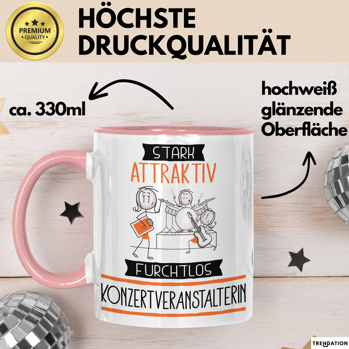 Konzertveranstalterin Tasse Geschenk Becher Stark Attraktiv Furchtlos Konzertveranstalterin Lustige Geschenkidee Rosa Trendation