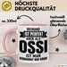 Ossi Geschenk Tasse Ostdeutschland Ossi Geschenkidee Niemand Ist Perfekt Aber Als Ossi Ist Man Verdammt Nah Dran Dresden Leipzig Kaffee-Becher Rosa Trendation