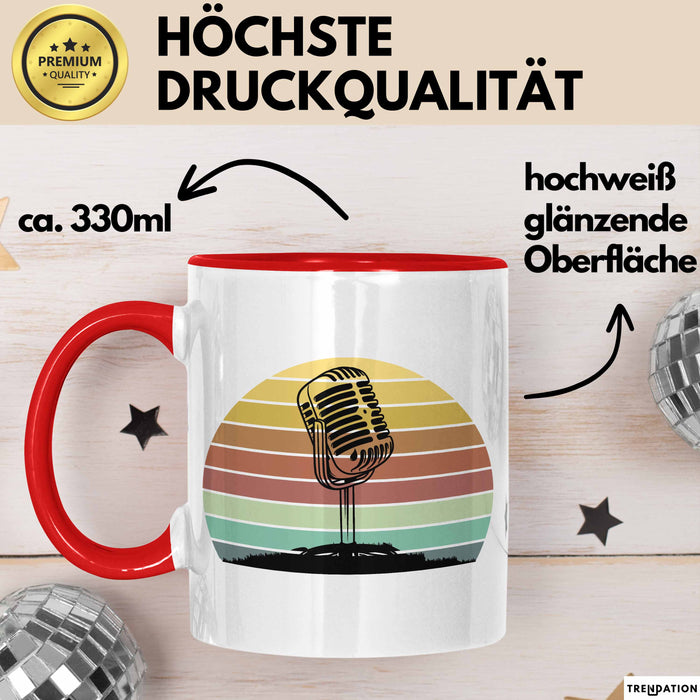 Sänger Tasse Geschenk Podcast Mikrophon Geschenkidee Mikrofon Becher Rot Trendation