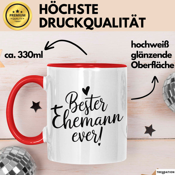 Guter Ehemann Verheiratete Männer Jungen Tasse Becher Geschenk Lustige Geschenkidee Spruch Bester Ehemann Ever Rot Trendation