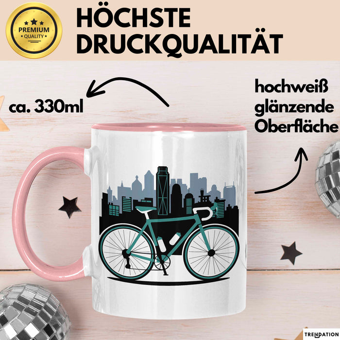 Fahrradpendler Tasse Geschenkidee für Zur Arbeit Radfahrer Rosa Trendation