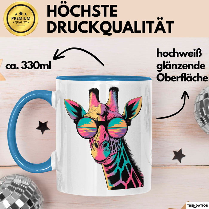 Giraffe Mit Sonnenbrille Tasse Geschenk Lustige Geschenkidee Spruch Blau Trendation