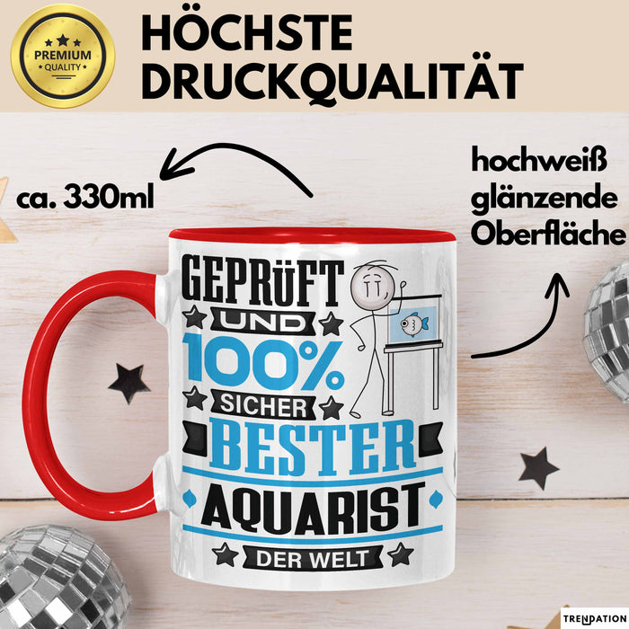 Aquarist Geschenk Lustiger Spruch für Aquarist Geschenkidee Bester Aquarist Der Welt Rot Trendation