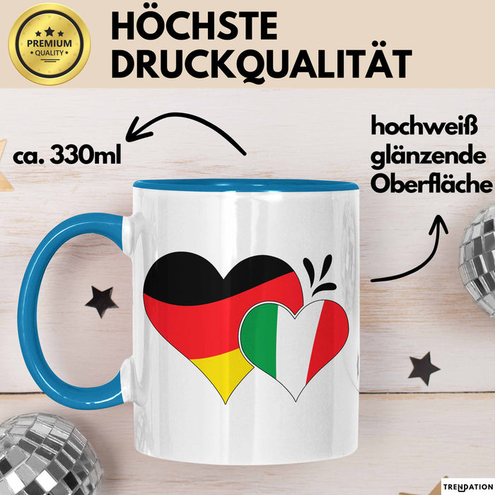 Deutschland Italien Tasse Geschenk Halb Italiener Deutsche Geschenkidee Fußball 2025 Blau Trendation