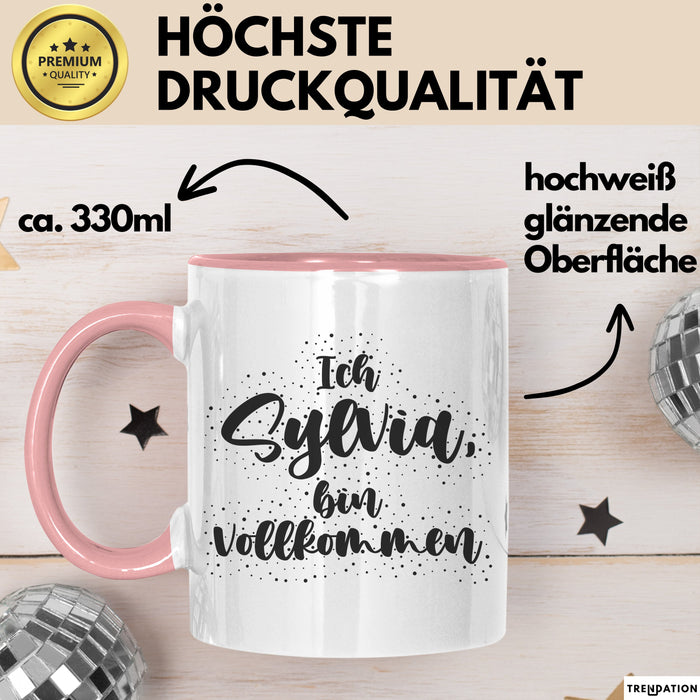 Sylvia Tasse Ich Sylvia, Bin Vollkommen Geschenk Rosa Trendation