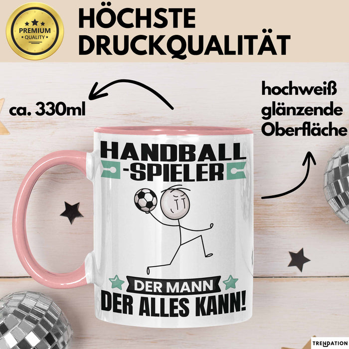 Handballspieler Tasse Geschenk für Handballspieler Der Mann Der Alles Kann Geschenkidee zum Geburtstag Rosa Trendation