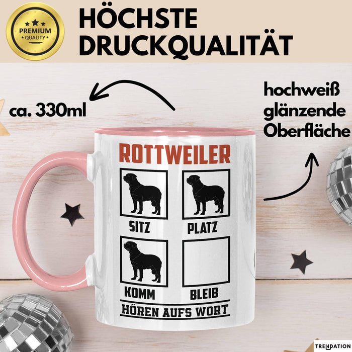 Rottweiler Hören Aufs Wort Tasse Geschenk Rottweiler Besitzer Mama Becher Rosa Trendation