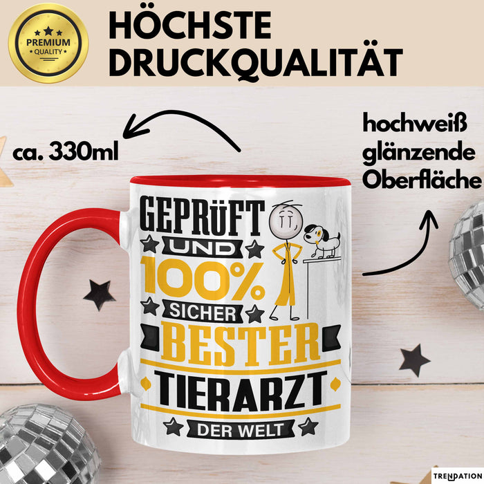 Tierarzt Geschenk Lustiger Spruch für Tierarzt Geschenkidee Bester Tierarzt Der Welt Rot Trendation