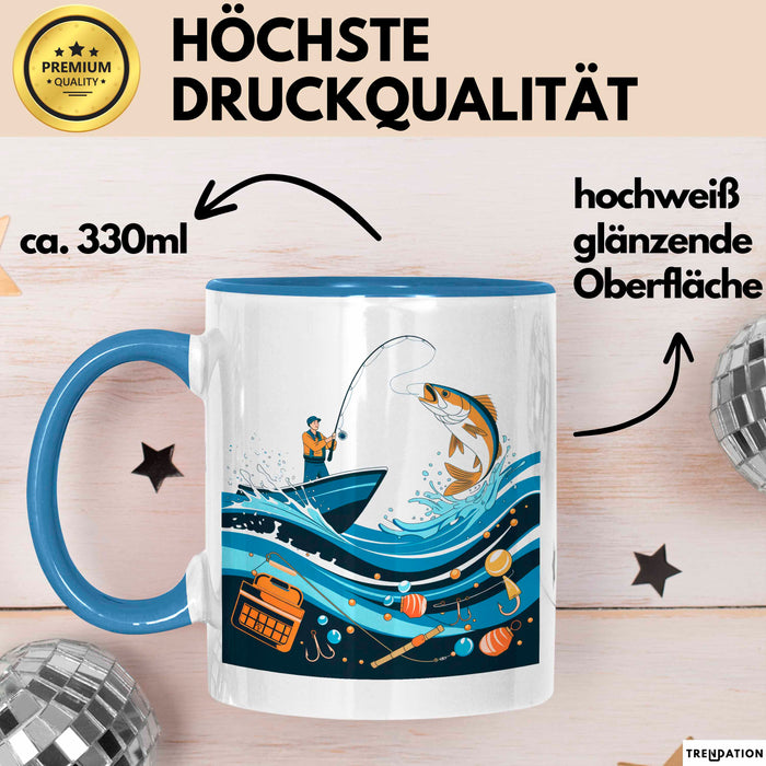 Angler Tasse Geschenk Lustige Geschenkidee Spruch Für Angel Liebhaber Blau Trendation
