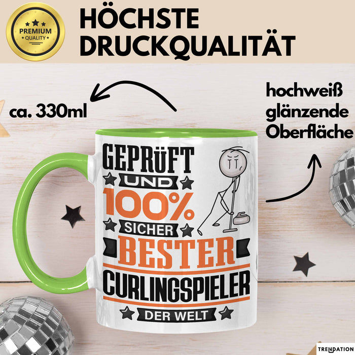 Curlingspieler Geschenk Lustiger Spruch für Curlingspieler Geschenkidee Bester Curlingspieler Der Welt Grün Trendation