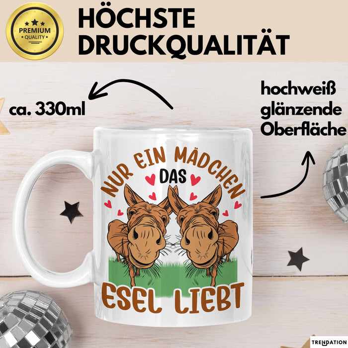Esel-Liebhaberin Tasse Geschenk Mädchen Frauen Esel-Liebhaber Geschenkidee Becher Weiß Trendation