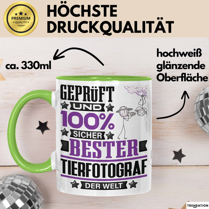 Tierfotograf Geschenk Lustiger Spruch für Tierfotograf Geschenkidee Bester Tierfotograf Der Welt Grün Trendation