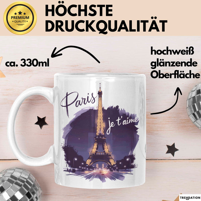 Frankreich Paris Eiffelturm Tasse Geschenk Lustige Geschenkidee Spruch Weiß Trendation