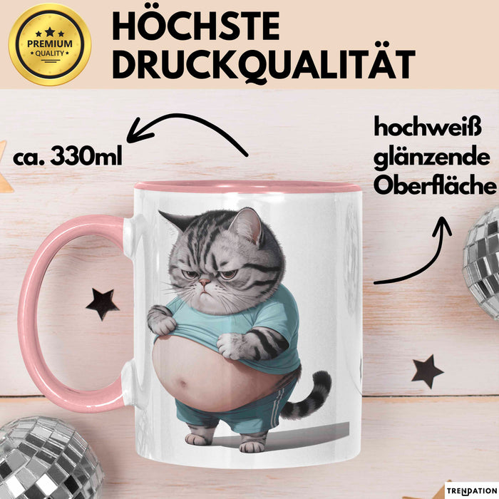 Dicke Fette Katze Kätzchen Besitzer Tasse Becher Geschenk Lustige Geschenkidee Spruch Rosa Trendation