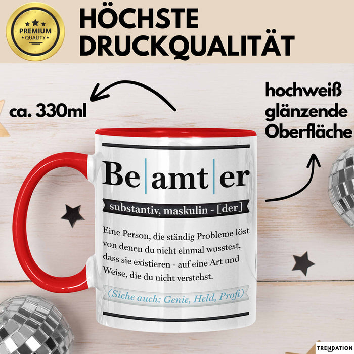 Beamter Tasse Geschenk Humorvoll Kollege Abschiedsgeschenk Rot Trendation