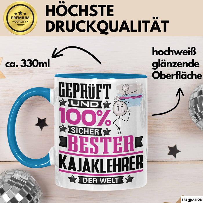 Kajaklehrer Geschenk Lustiger Spruch für Kajaklehrer Geschenkidee Bester Kajaklehrer Der Welt Blau Trendation
