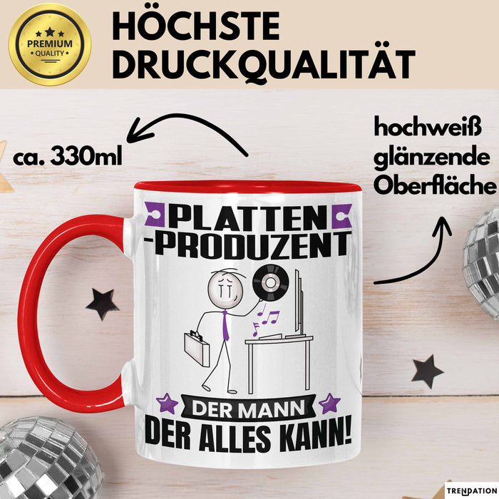 Plattenproduzent Tasse Geschenk für Plattenproduzent Der Mann Der Alles Kann Geschenkidee zum Geburtstag Rot Trendation