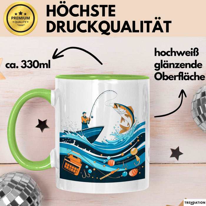 Angler Tasse Geschenk Lustige Geschenkidee Spruch Für Angel Liebhaber Grün Trendation