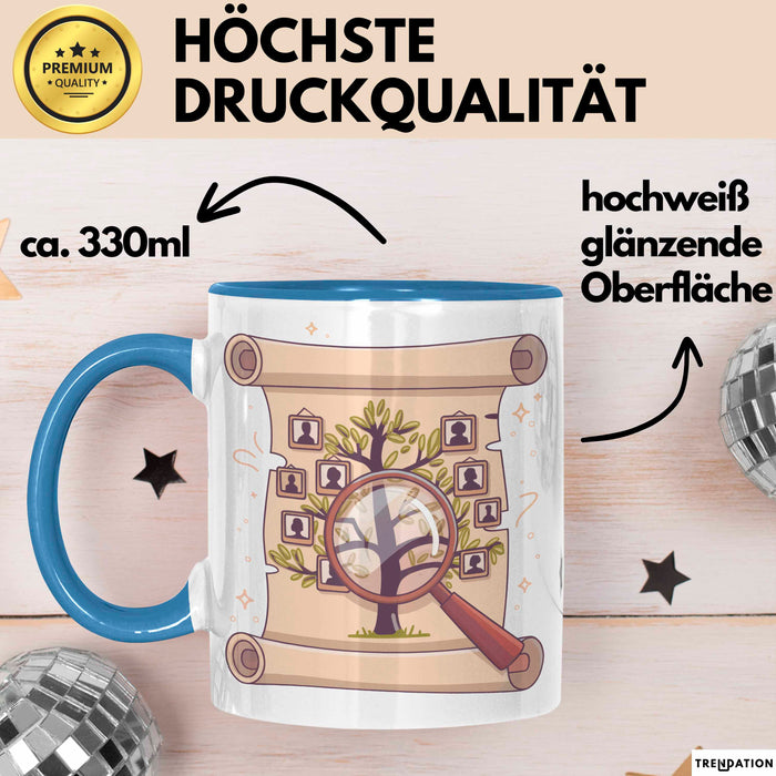Genealoge Tasse Geschenk Lustige Geschenkidee Spruch Für Stammbaum Forscher Blau Trendation