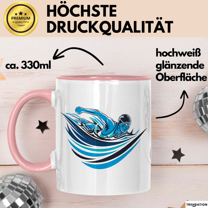 Schwimm Enthusiast Tasse Geschenkidee für Poolliebhaber Rosa Trendation