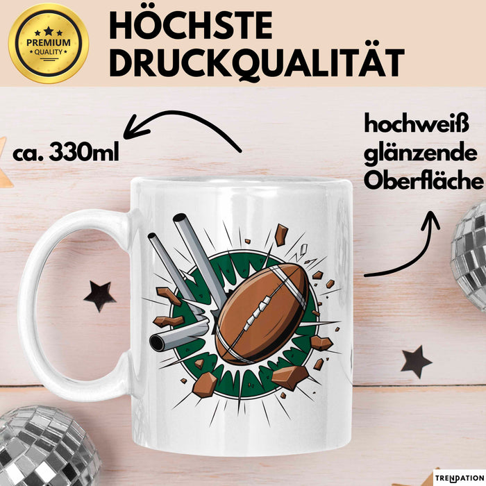 Rugby Fan Tasse Geschenkidee für Liebhaber harter Sportarten Weiß Trendation