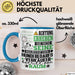 Hundebedarfsverkäufer Geschenk Tasse Lustiger Spruch Erheben Sie Sich Der Hundebedarfsverkäufer Betritt den Raum Blau Trendation