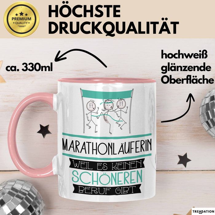 Marathonläuferin Weil Es Keinen Schöneren Beruf Gibt Tasse Geschenk für Eine Marathonläuferin Lustig Rosa Trendation