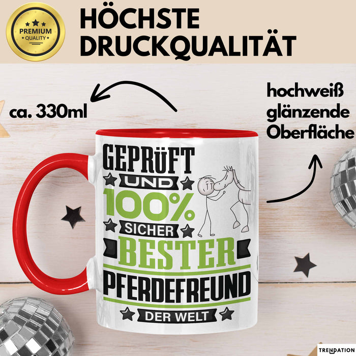 Pferdefreund Geschenk Lustiger Spruch für Pferdefreund Geschenkidee Bester Pferdefreund Der Welt Rot Trendation