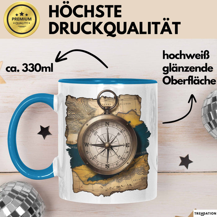 Abenteurer Tasse Geschenkidee für Outdoor Entdecker Blau Trendation