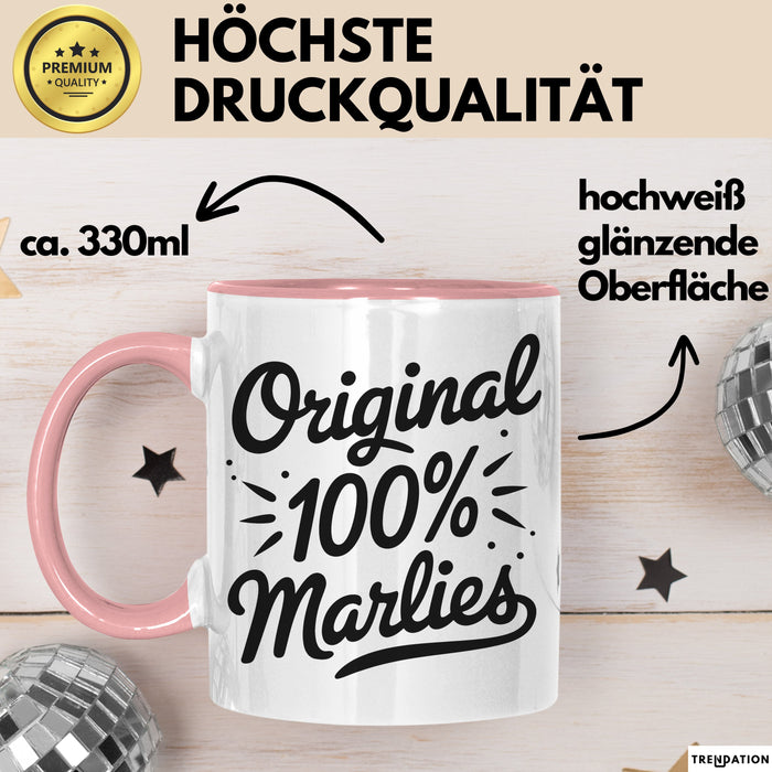 Marlies Tasse Geschenk Original 100% Marlies Geschenkidee Geburtstag Rosa Trendation