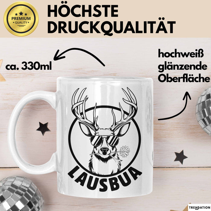 Lausbua Tasse Geschenk Oktober München Geschenkidee Hirsch Becher Weiß Trendation