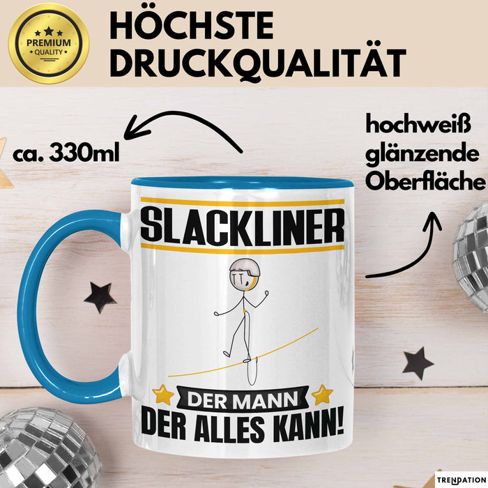 Slackliner Tasse Geschenk für Slackliner Der Mann Der Alles Kann Geschenkidee zum Geburtstag Blau Trendation