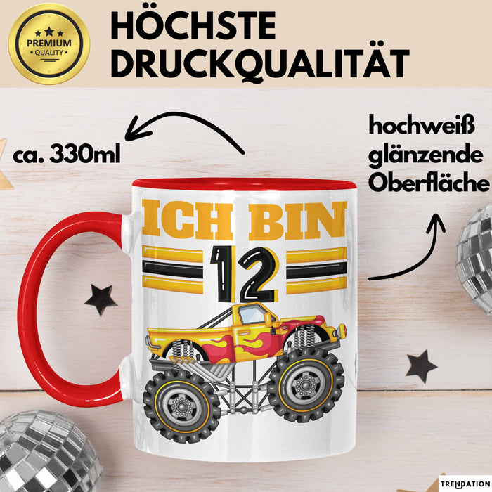 12. Geburtstag Geschenk Tasse Becher Jungs Trucks Geburtstagsgeschenk Ich Bin 12 Rot Trendation